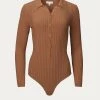 Cheapest 🤩 Ronny Kobo 👩 women Cyndie Bodysuit in Cognac 🤩