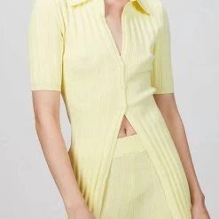 Discount 😍 Ronny Kobo 👩 women Waverly Knit Top In Pale Yellow 🎁