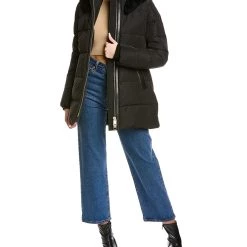 Outlet 🔔 women NB Series by Nicole Benisti Nakiska Leather-Trim Down 🧥 Coat 😉