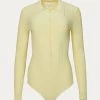 Best Sale 💯 Ronny Kobo 👩 women Cyndie Knit Bodysuit in Pale Yellow 🌟