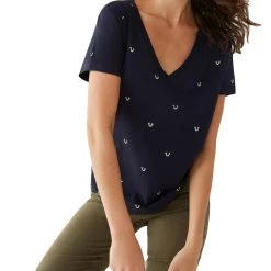 Discount ⭐ True Religion 👩 Womens Printed V-Neck T-Shirt 🥰