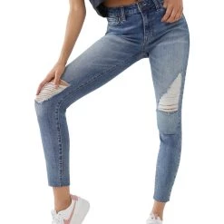 Hot Sale 🎁 True Religion Halle 👩 Womens Denim Raw Hem Skinny 👖 Jeans 💯