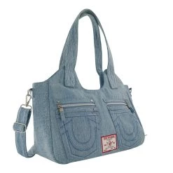 Buy 🛒 women True Religion Horseshoe Stitch Denim Satchel 👏